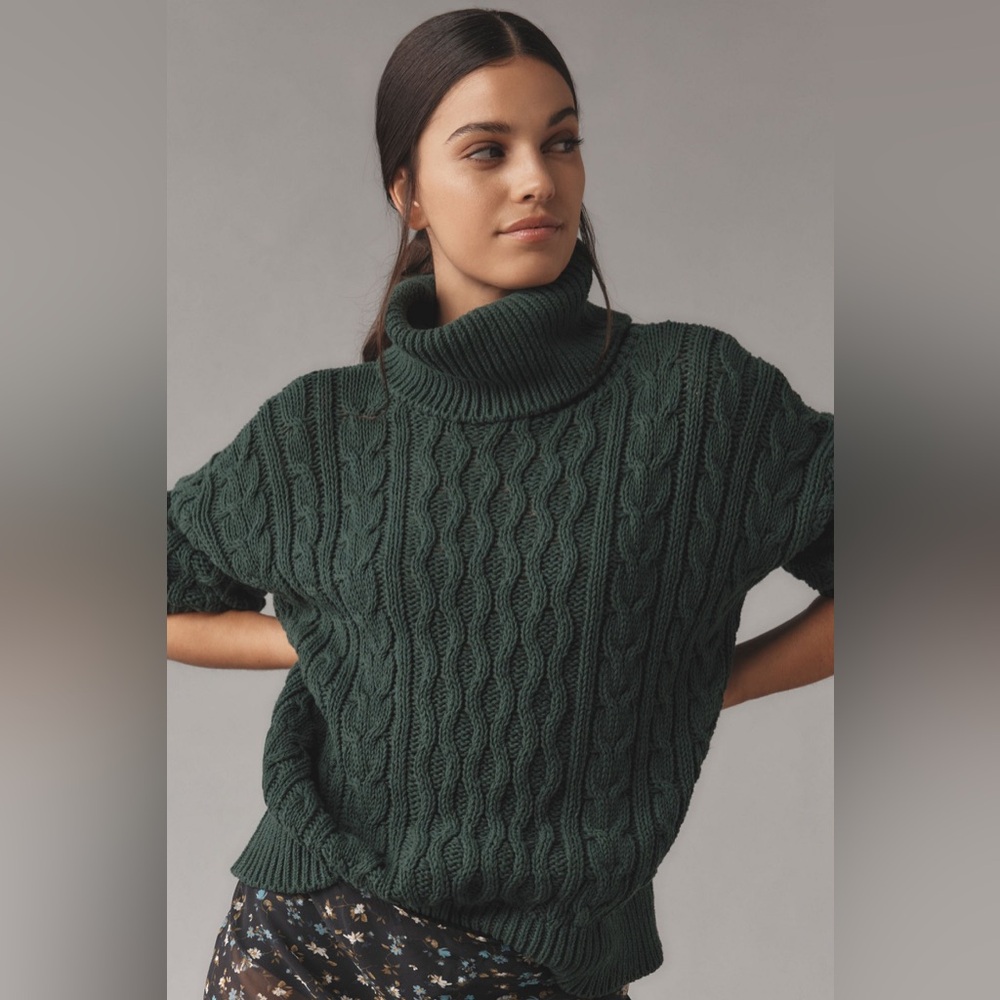 Pilcro Oversized Turtleneck Cable Sweater